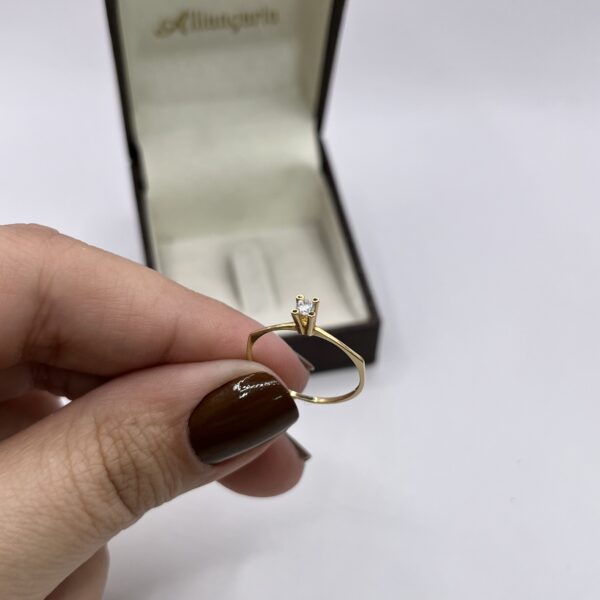 Anel de Noivado Ouro 18k - Amarelo - Pedra Zircônia - SOL2224 - Imagem 2